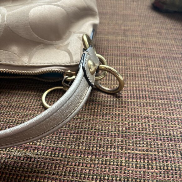 Coach Beige and Gold Shoulder Bag with Gold Accents - Picture 12 of 13